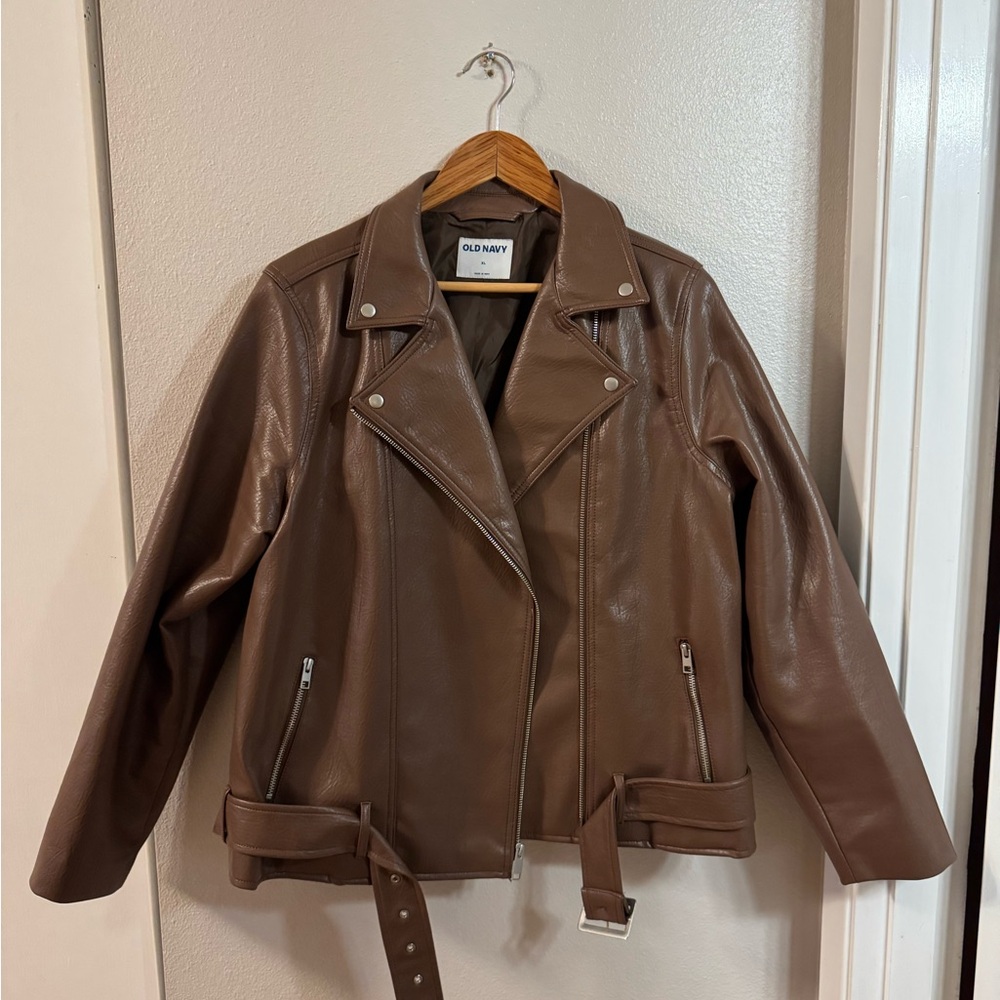 Old Navy Women's Brown Faux Leather Jacket